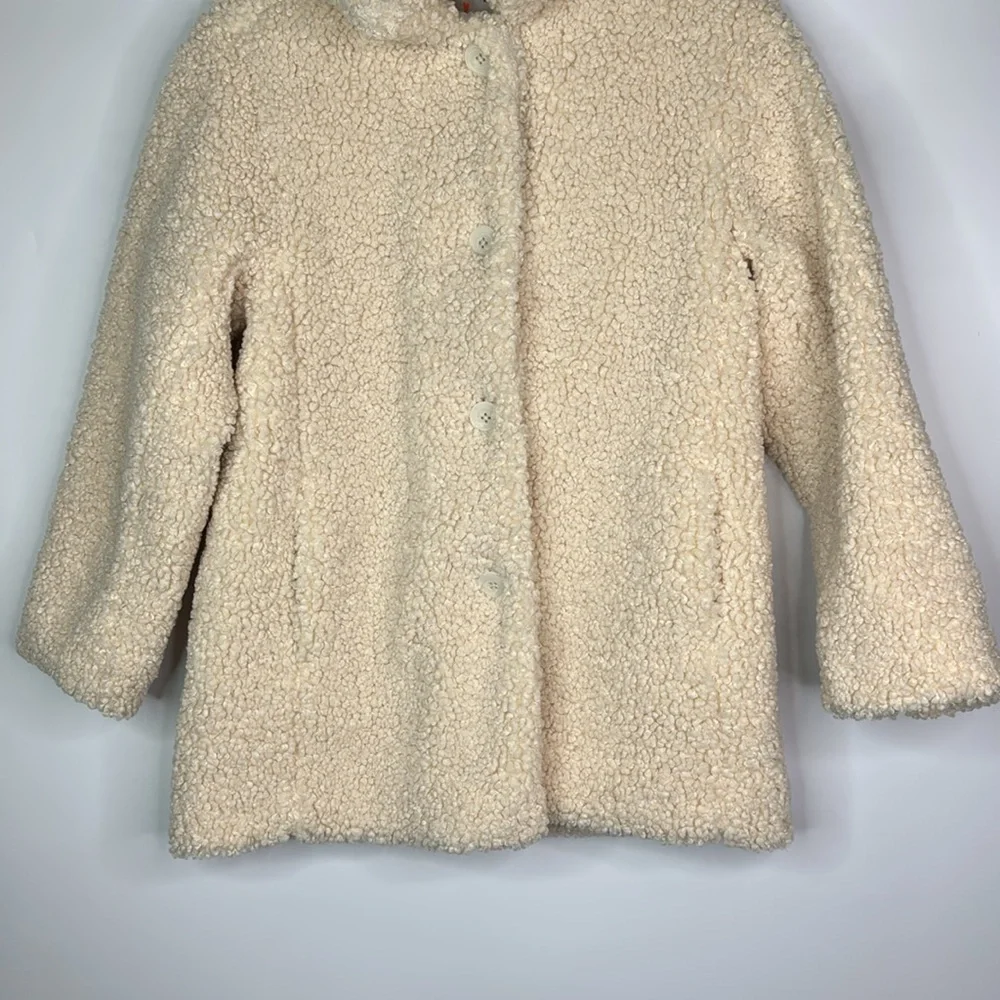 Crewcuts Cream Teddy Sherpa Button Up Jacket Size Large